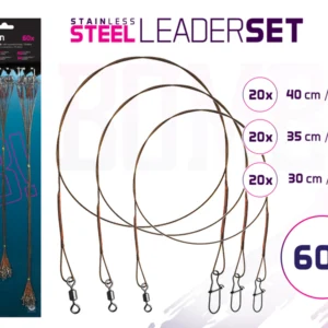 Szett BOMB! acél előke karabinerrel / 49 szál